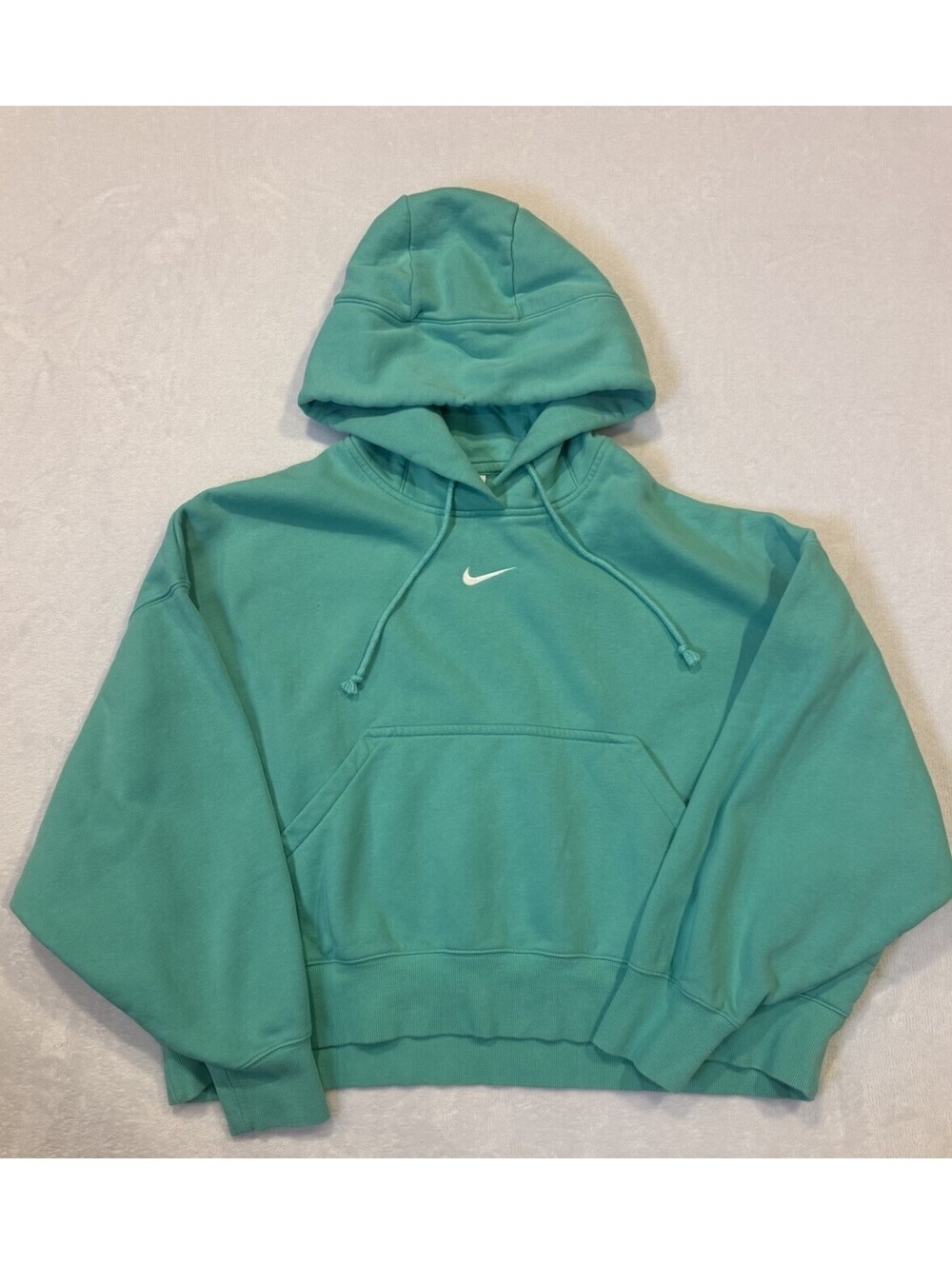 Nike Womens Hoodie Mint Green Size Small Center Check Swoosh Oversized